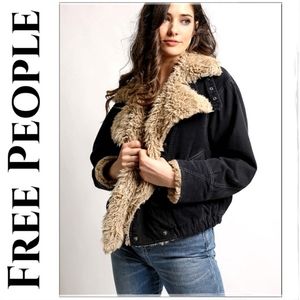 Free People Owen Faux Fur Sherpa Bomber Jacket